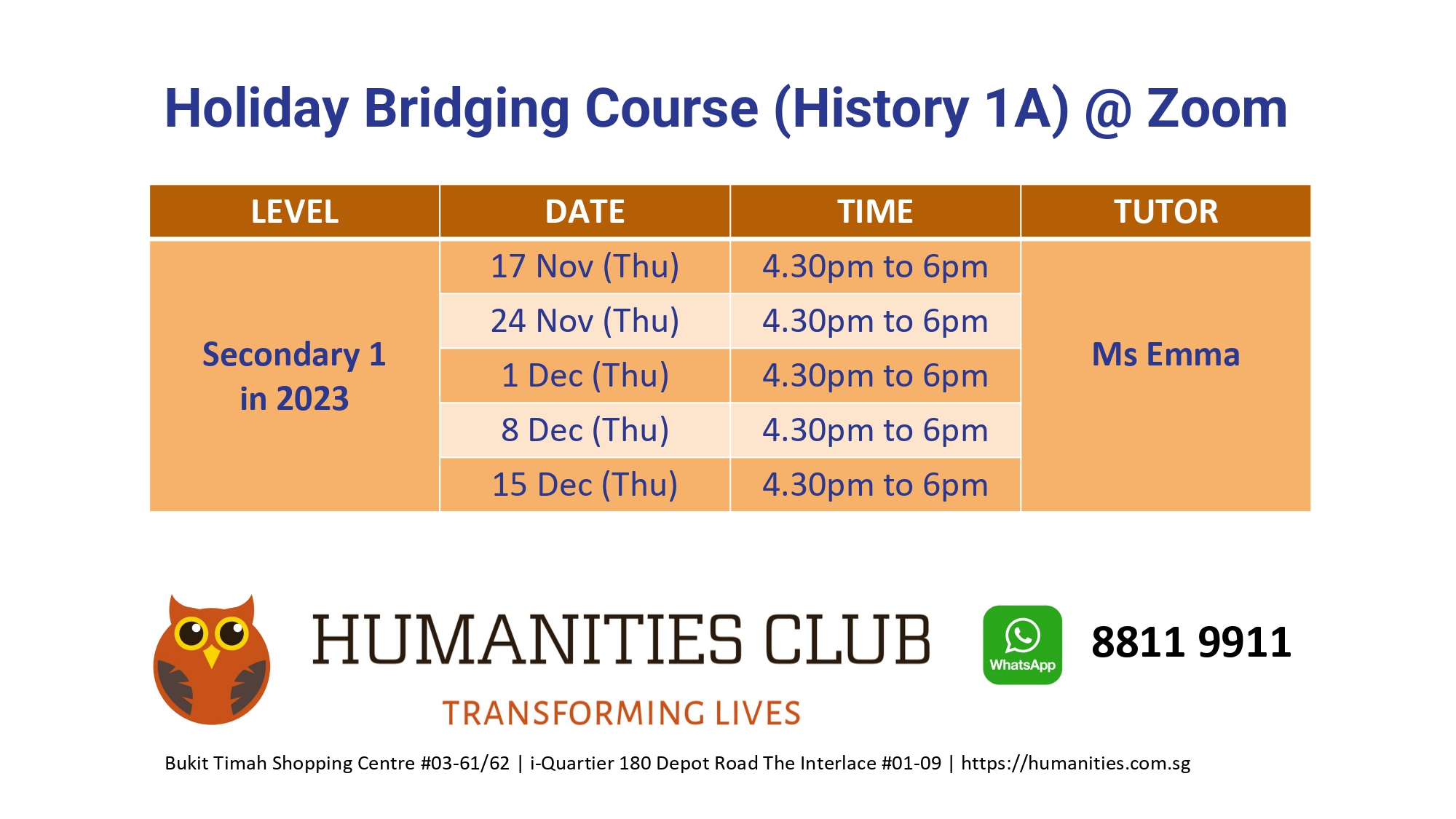 Holiday bridging course History